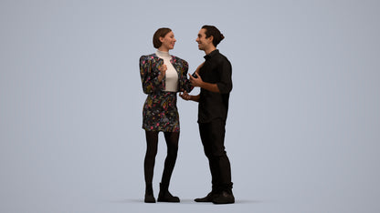 scanned 3D woman casual couple, photogrammetry people for Enscape and V-Ray, standing pose render