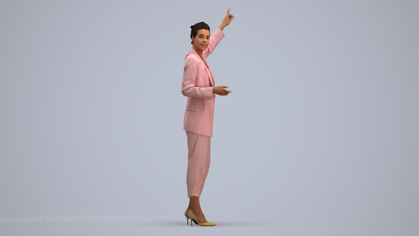 3D human model woman business, photogrammetry scanned person for archviz, standing pose render