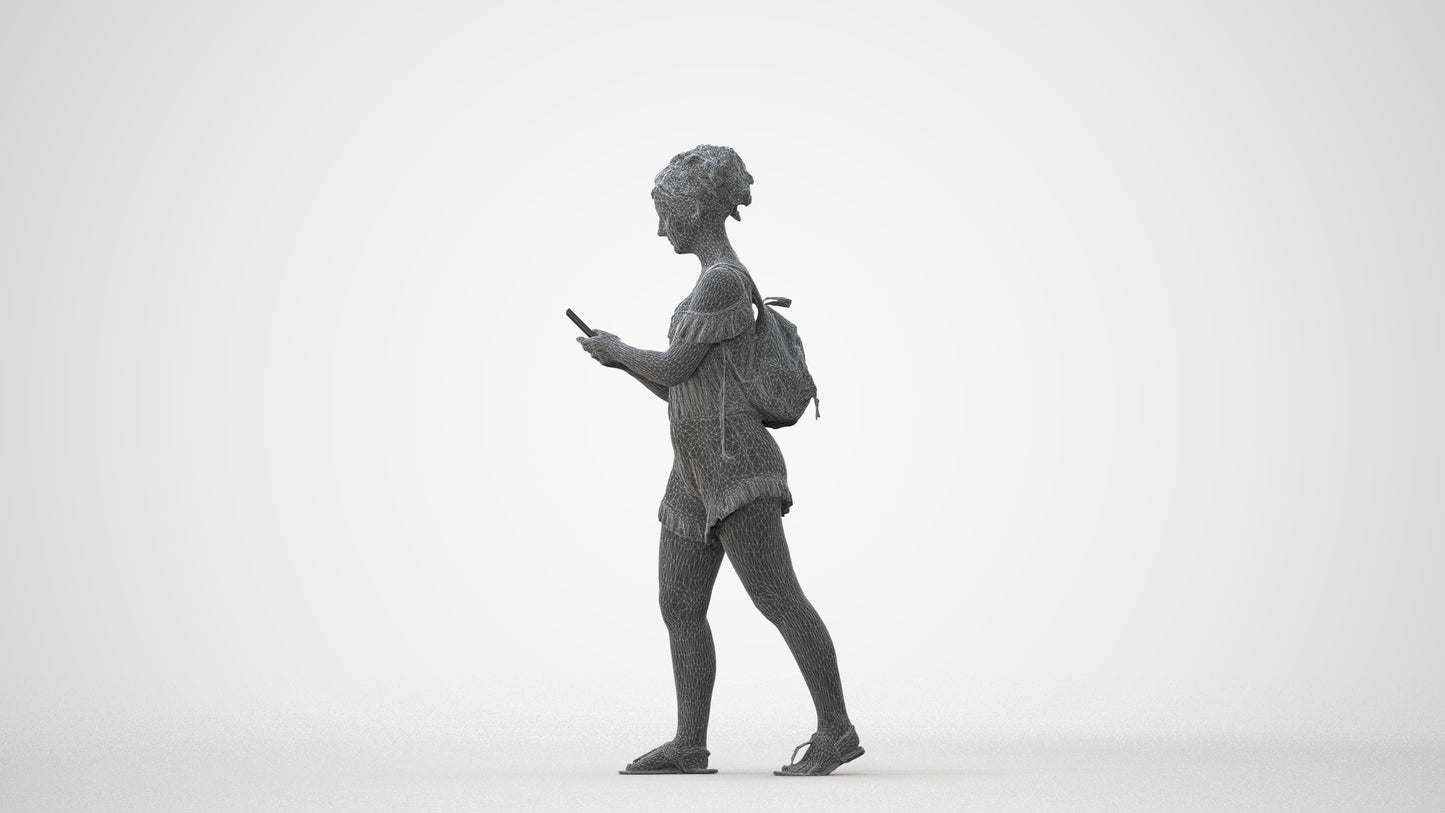 3D people model girl casual kids, scanned human for 3ds Max rendering, square thumbnail