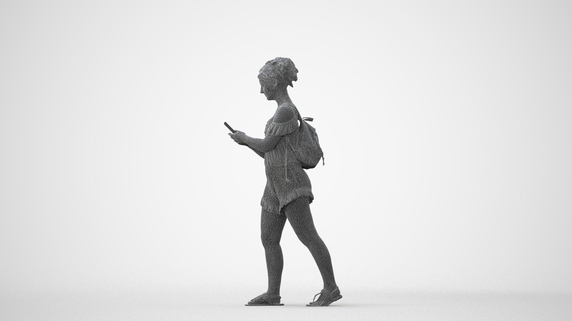 3D people model girl casual kids, scanned human for 3ds Max rendering, square thumbnail