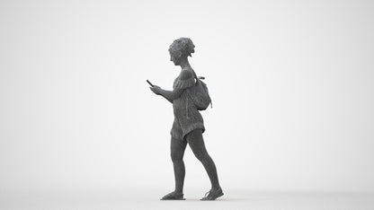 3D people model girl casual kids, scanned human for 3ds Max rendering, square thumbnail