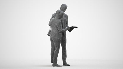 scanned 3D woman business, photogrammetry people for Enscape and V-Ray, wireframe side view