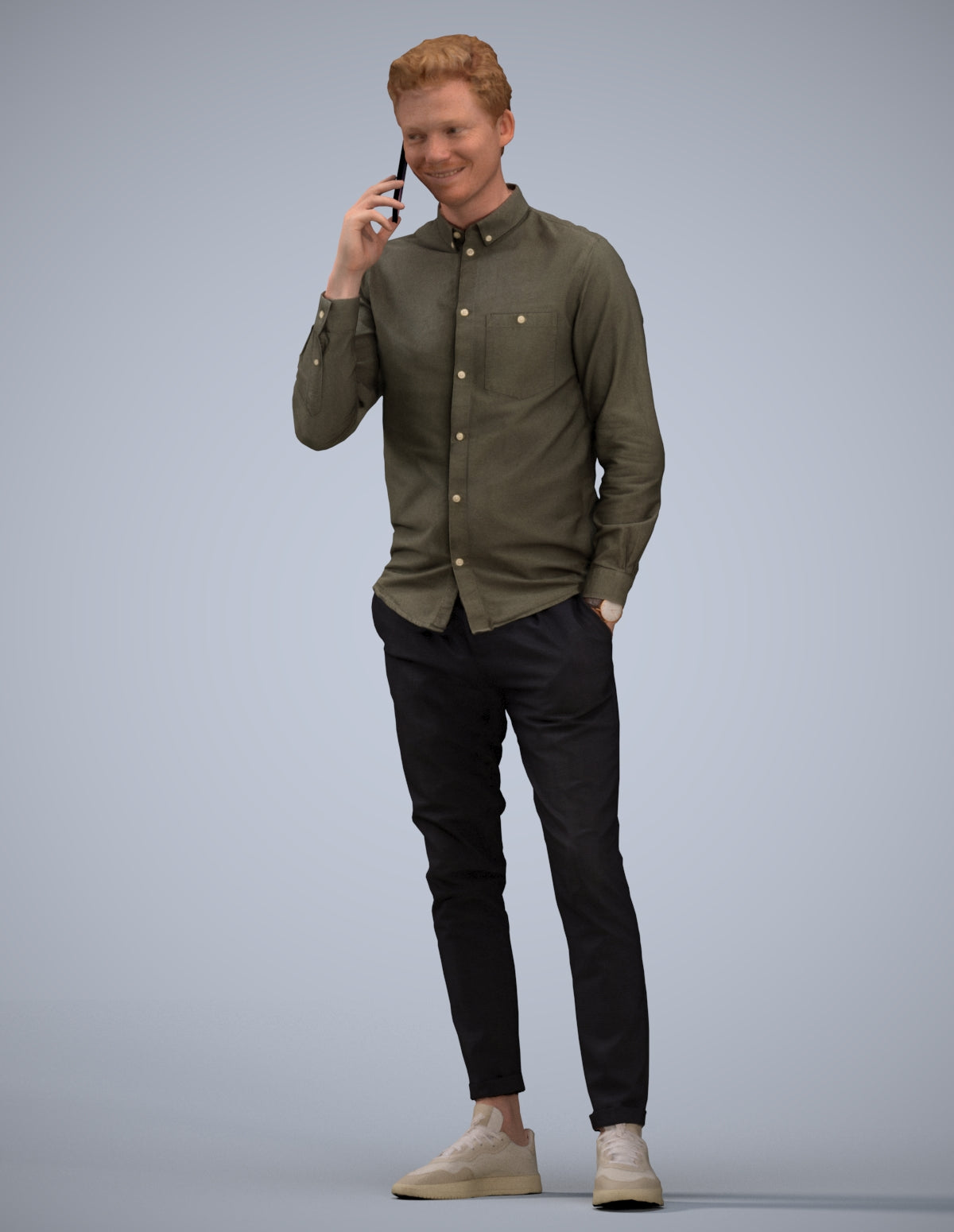 realistic 3D human man casual standing, archviz people FBX OBJ for Blender