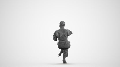 3D scanned woman sitting business, photorealistic archviz people for Enscape and SketchUp, wireframe front view