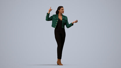 photogrammetry 3D woman business standing, realistic human model archviz FBX, side view render