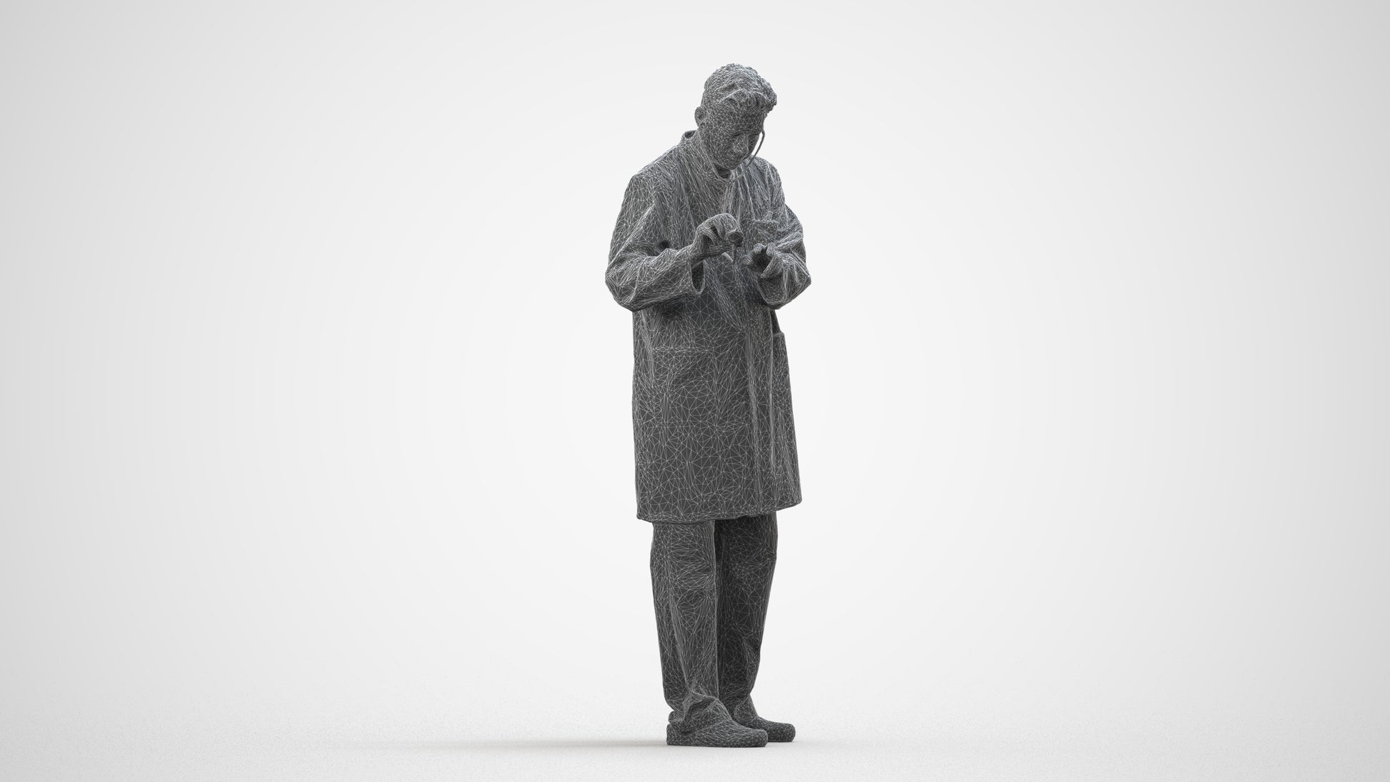 realistic 3D people man medical, render-ready for V-Ray and Corona, FBX OBJ, wireframe side view