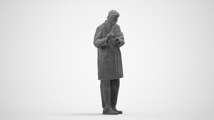 realistic 3D people man medical, render-ready for V-Ray and Corona, FBX OBJ, wireframe side view