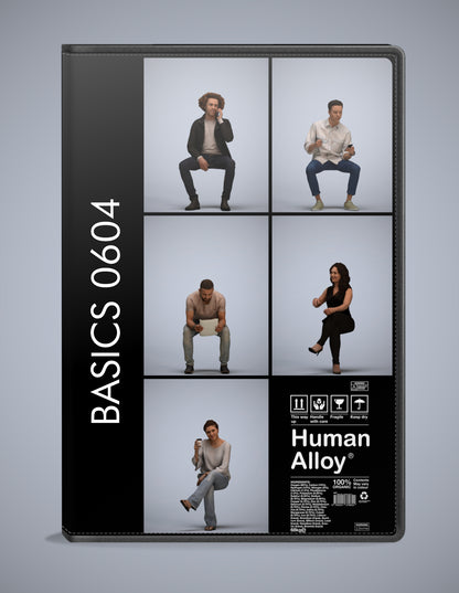 5 3D scanned people sitting, photorealistic archviz pack for Enscape and SketchUp