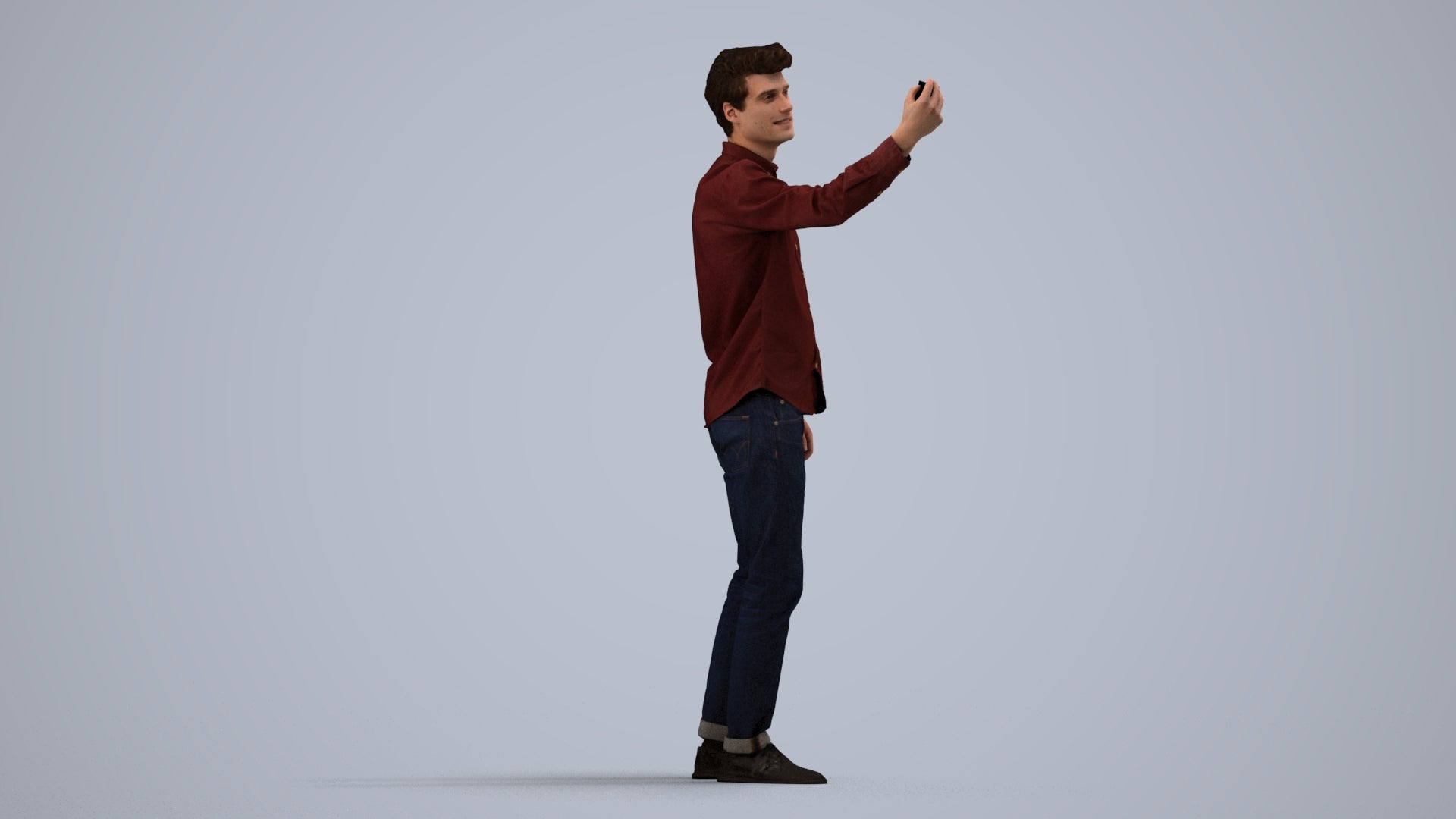 scanned 3D man casual standing, photogrammetry people for Enscape and V-Ray, side view render