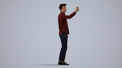 scanned 3D man casual standing, photogrammetry people for Enscape and V-Ray, side view render