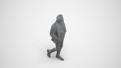 realistic 3D man business standing, scanned archviz people for Blender and 3ds Max, wireframe three-quarter view