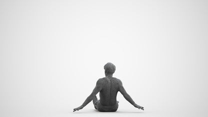 3D human model man pool, photogrammetry scanned person for archviz, wireframe front view