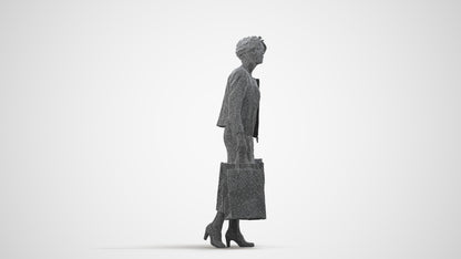 realistic 3D human woman business shopping, archviz people FBX OBJ for Blender, wireframe side view