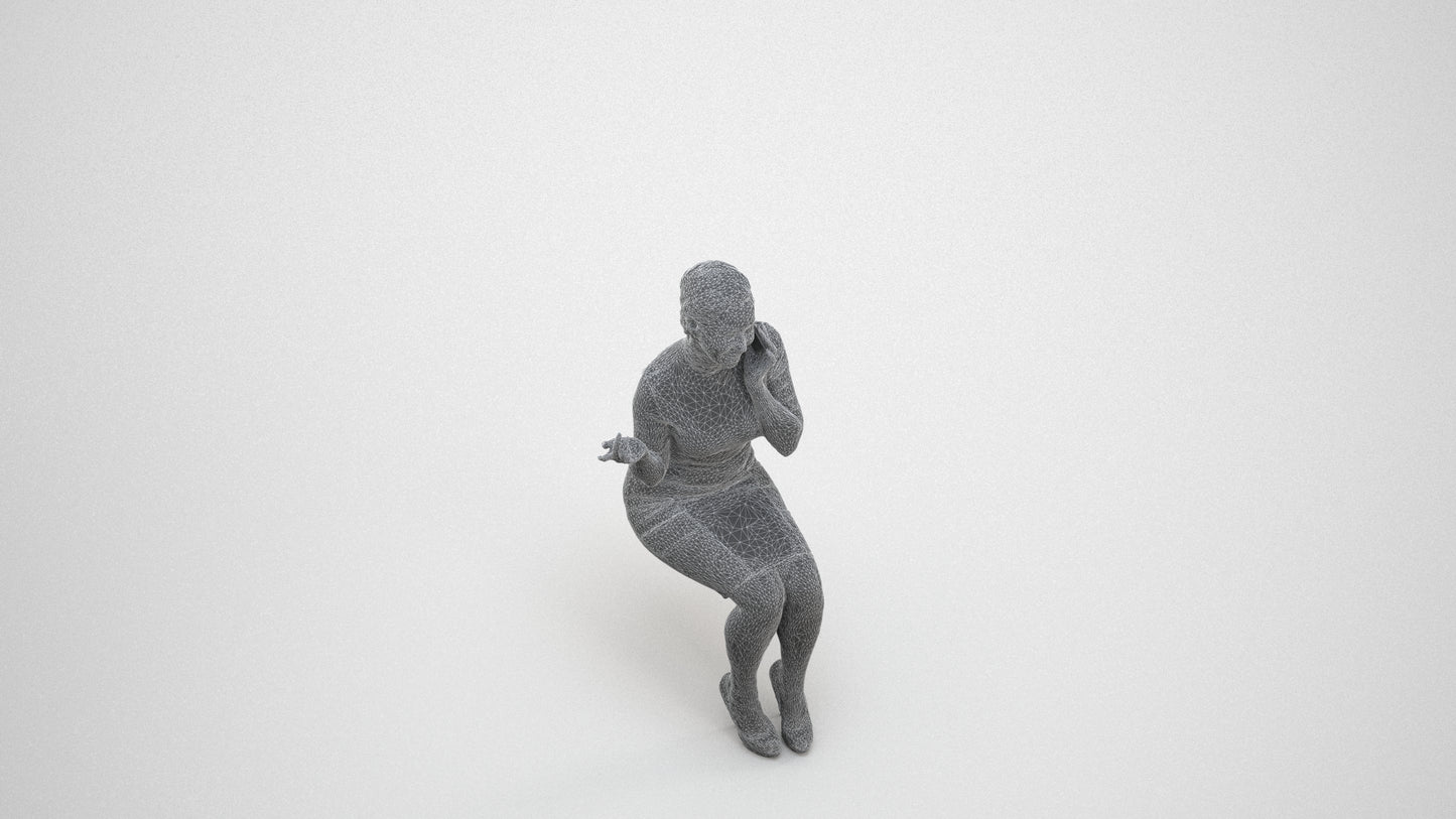 realistic 3D people woman business, render-ready for V-Ray and Corona, FBX OBJ, wireframe three-quarter view