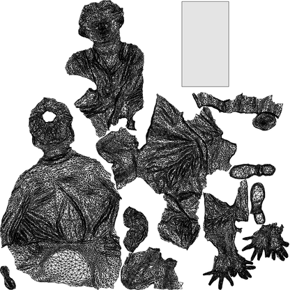 photogrammetry 3D woman casual sitting, realistic human model archviz FBX, wireframe top-down view