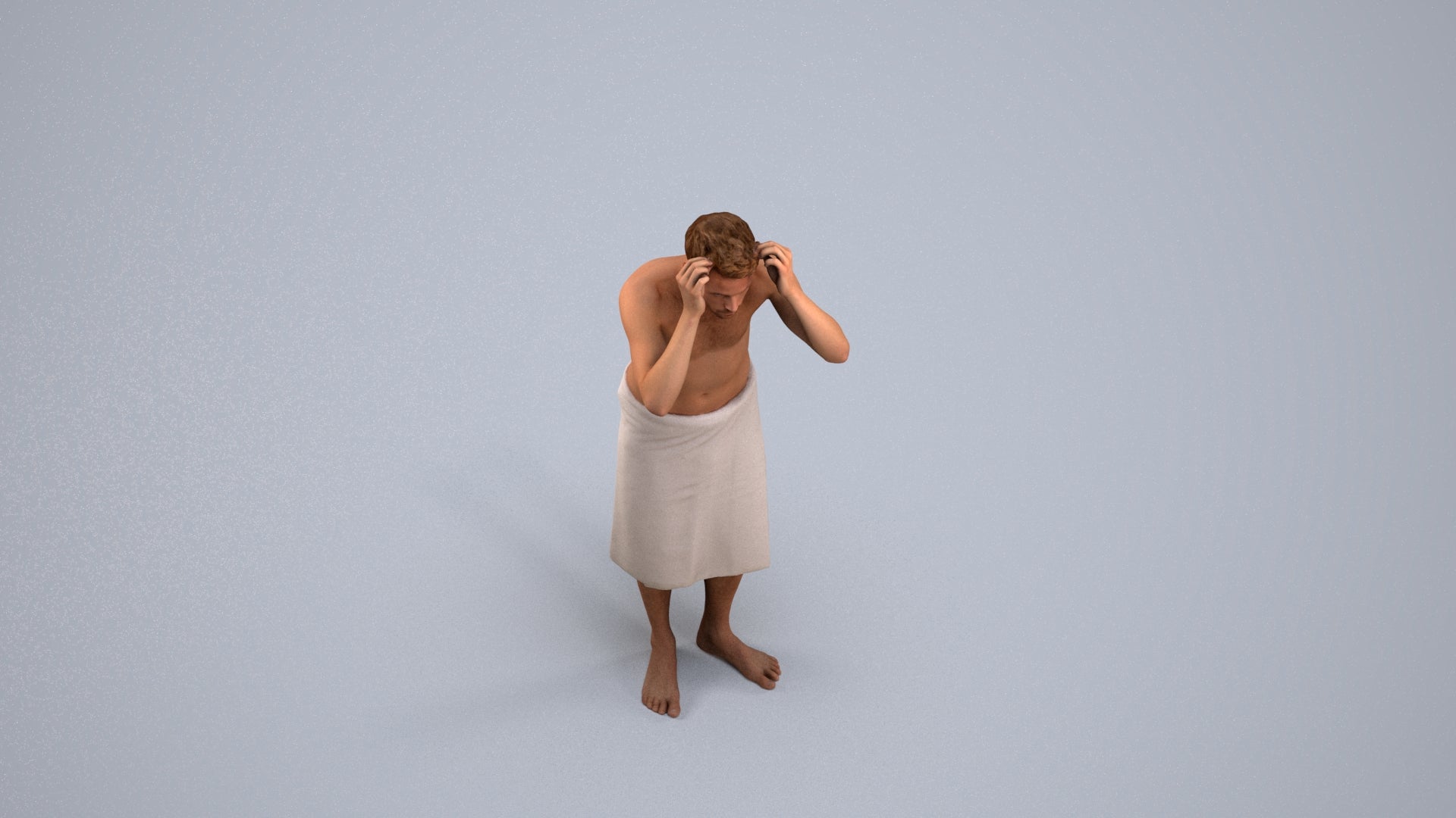 realistic 3D people man bathroom, render-ready for V-Ray and Corona, FBX OBJ, back view render