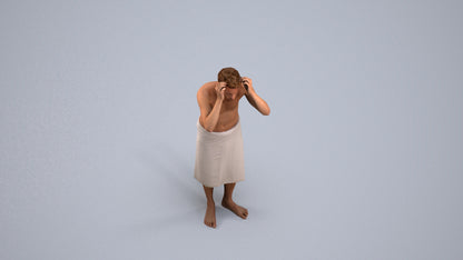 realistic 3D people man bathroom, render-ready for V-Ray and Corona, FBX OBJ, back view render