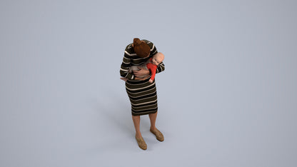 3D human model girl casual kids, photogrammetry scanned person for archviz, back view render