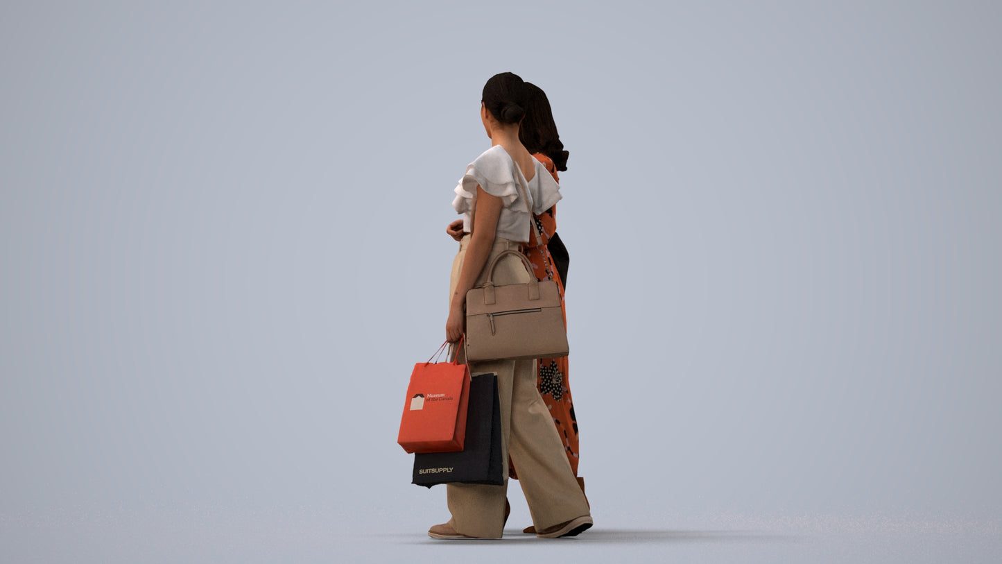 3D people model woman business mix, scanned human for 3ds Max rendering, three-quarter view render