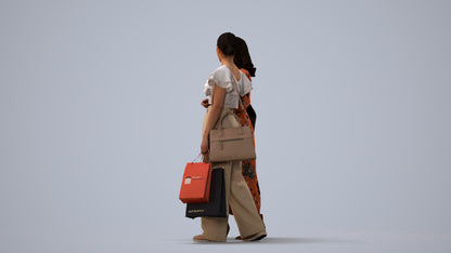 3D people model woman business mix, scanned human for 3ds Max rendering, three-quarter view render