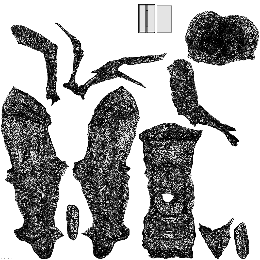realistic 3D woman casual sitting, scanned archviz people for Blender and 3ds Max, wireframe top-down view
