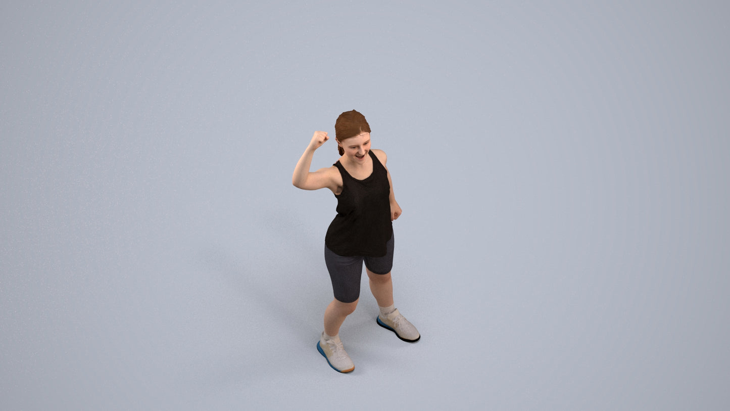 3D scanned girl sport, photorealistic archviz people for Enscape and SketchUp, back view render