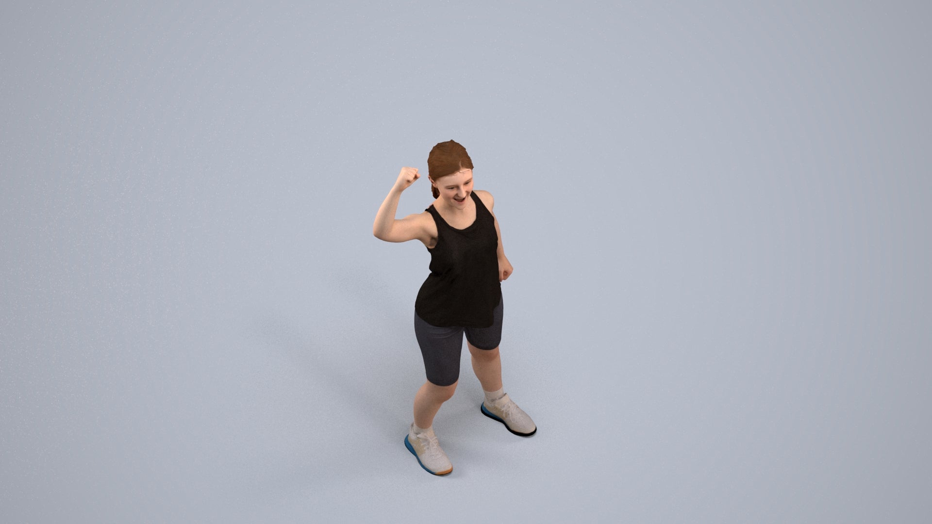 3D scanned girl sport, photorealistic archviz people for Enscape and SketchUp, back view render