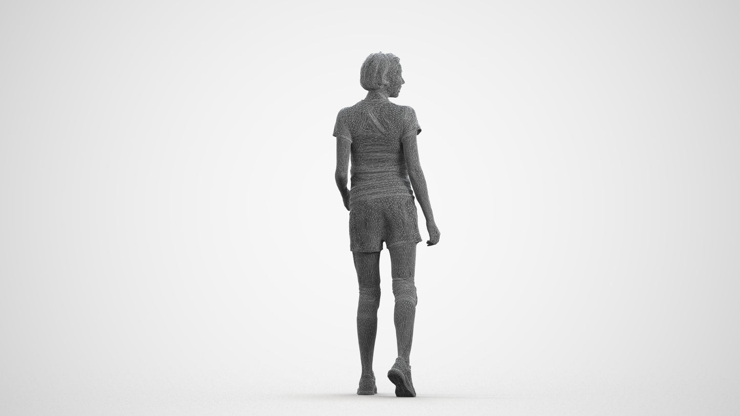 3D people model woman sport, scanned human for 3ds Max rendering, wireframe front view