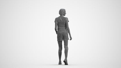 3D people model woman sport, scanned human for 3ds Max rendering, wireframe front view