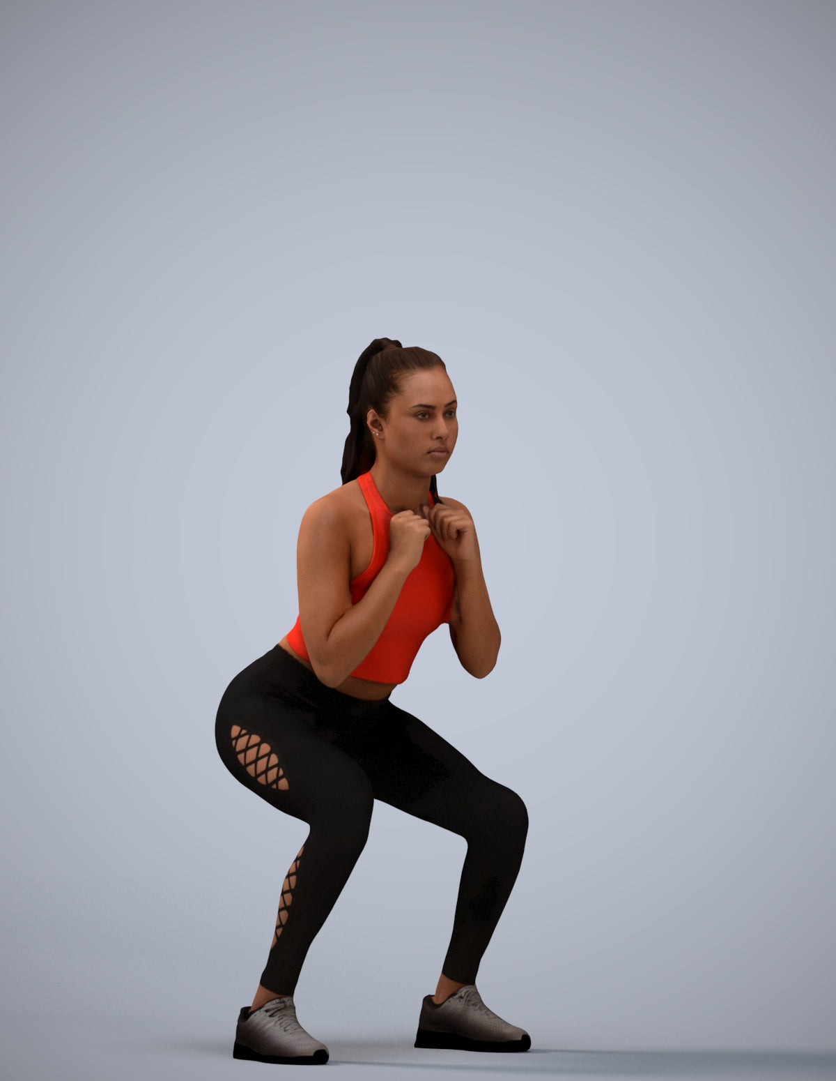 scanned 3D woman sport, photogrammetry people for Enscape and V-Ray
