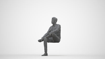 photogrammetry 3D man business, realistic human model archviz FBX, wireframe back view