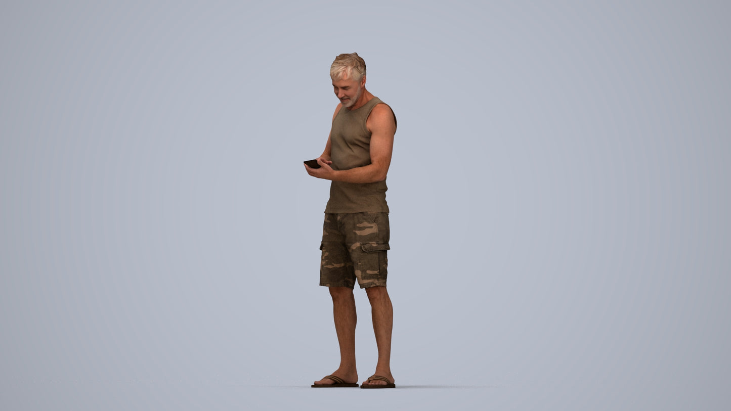 photogrammetry 3D man casual standing, realistic human model archviz FBX, top-down view render