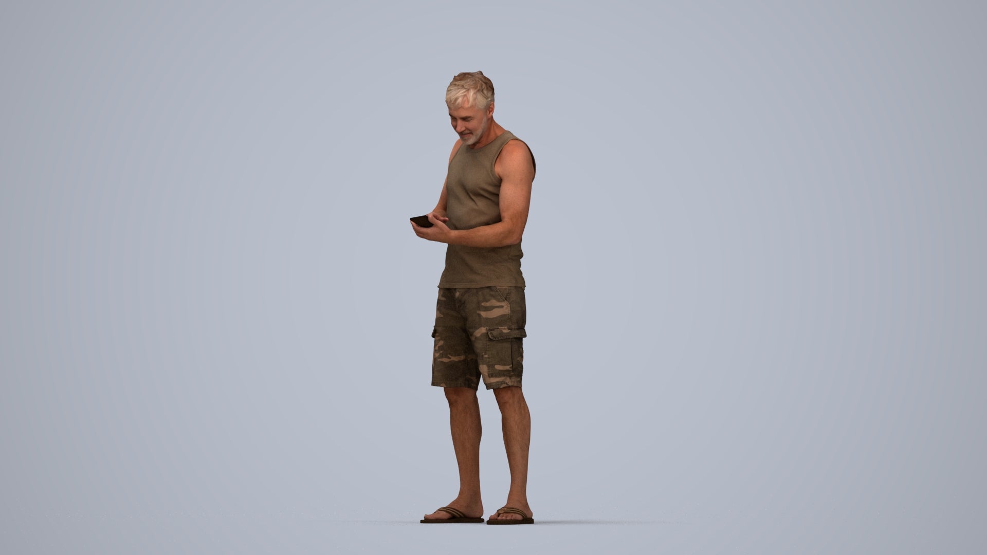 photogrammetry 3D man casual standing, realistic human model archviz FBX, top-down view render