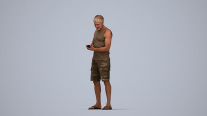 photogrammetry 3D man casual standing, realistic human model archviz FBX, top-down view render