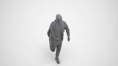 realistic 3D human man sport, archviz people FBX OBJ for Blender, wireframe three-quarter view