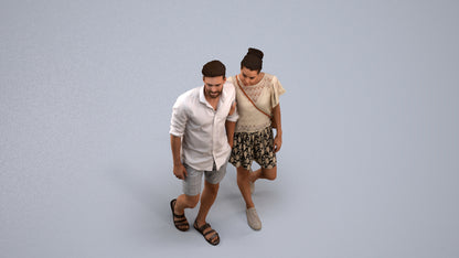 realistic 3D people woman casual couple, render-ready for V-Ray and Corona, FBX OBJ, back view render