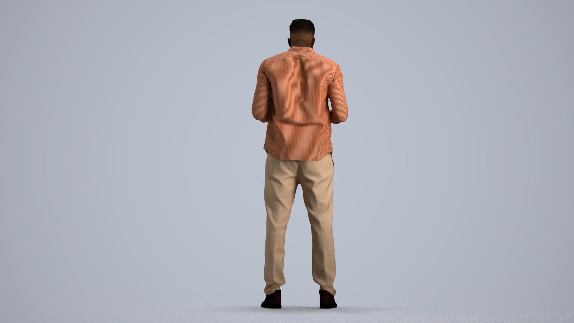 3D human model man casual standing, photogrammetry scanned person for archviz, front view render