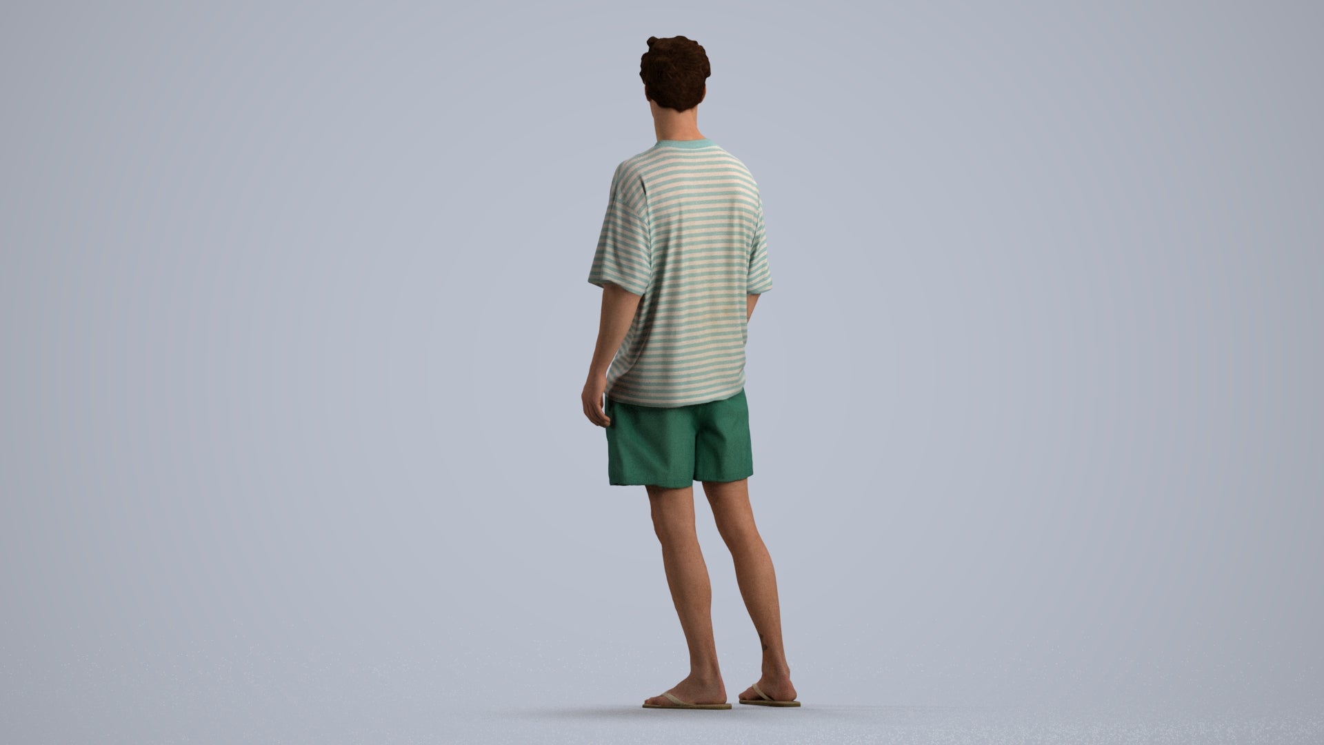3D scanned man standing casual, photorealistic archviz people for Enscape and SketchUp, front view render