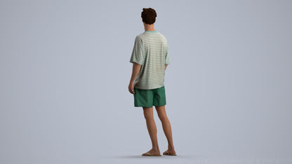 3D scanned man standing casual, photorealistic archviz people for Enscape and SketchUp, front view render
