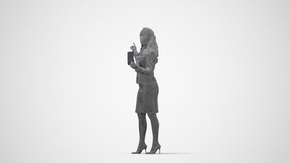 3D people model woman business, scanned human for 3ds Max rendering, wireframe back view