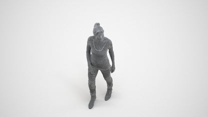 realistic 3D human senior woman casual walking, archviz people FBX OBJ for Blender, wireframe three-quarter view