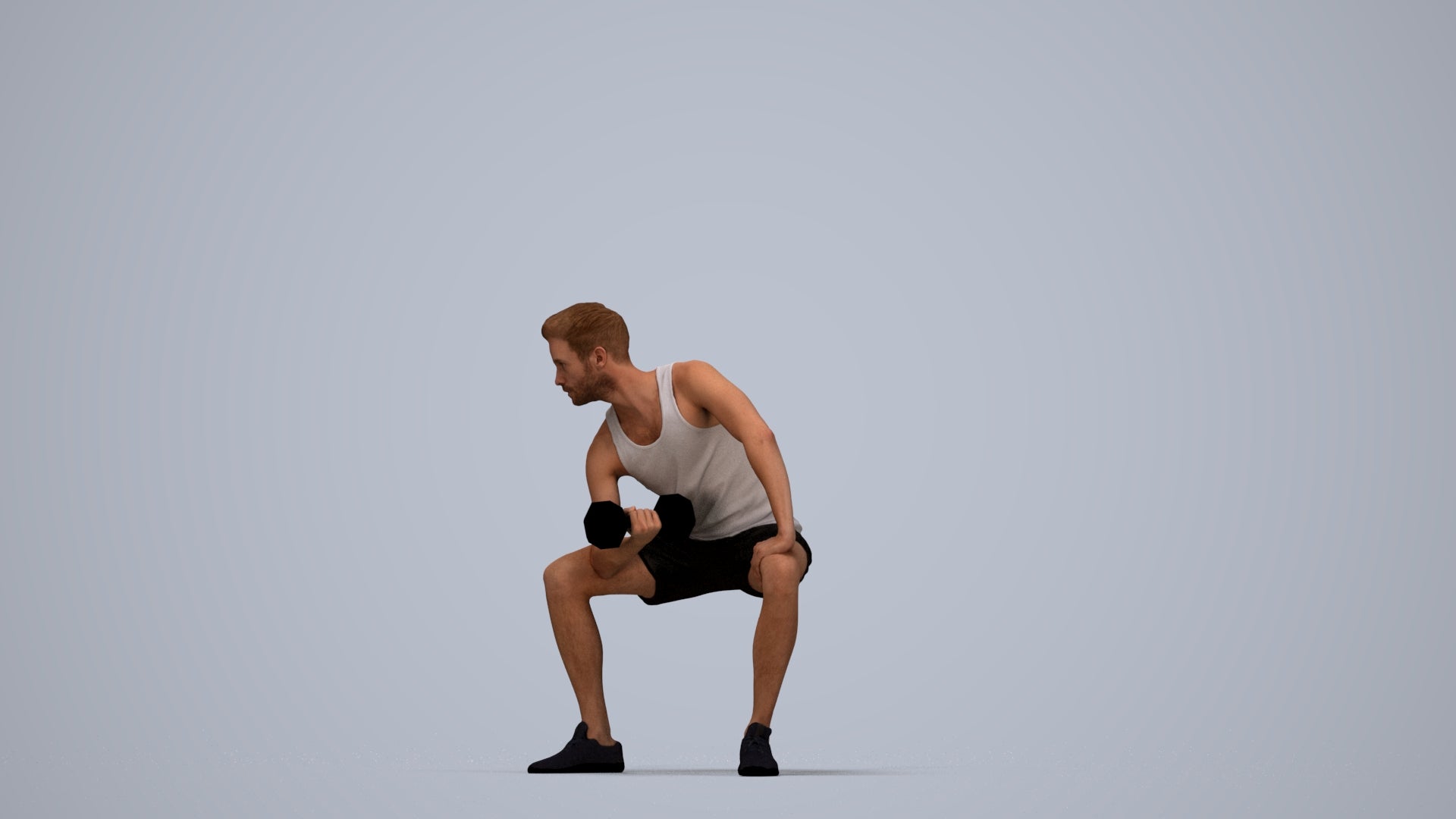 realistic 3D human man sport, archviz people FBX OBJ for Blender, top-down view render