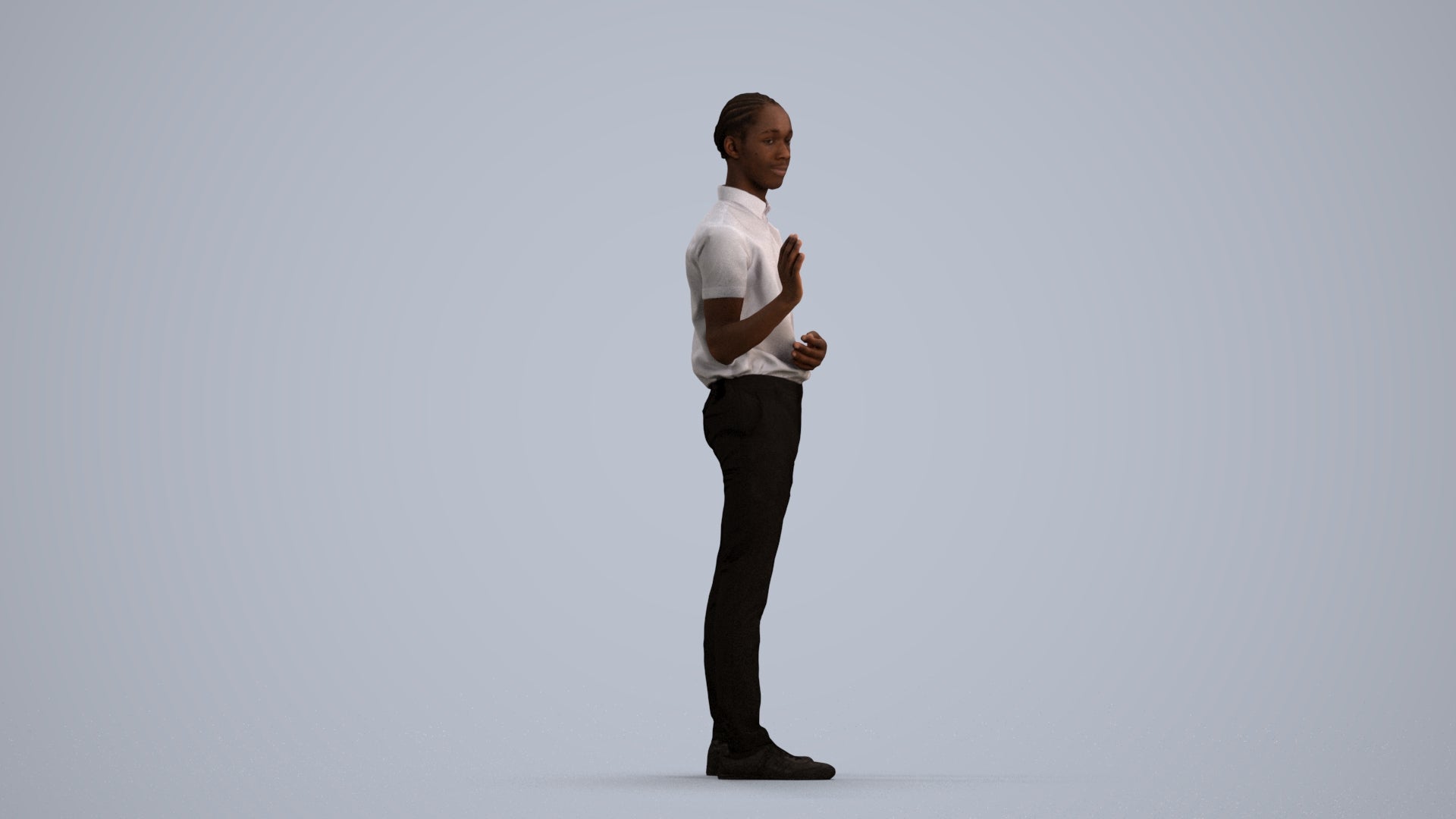 photogrammetry 3D boy hospitality, realistic human model archviz FBX, front view render