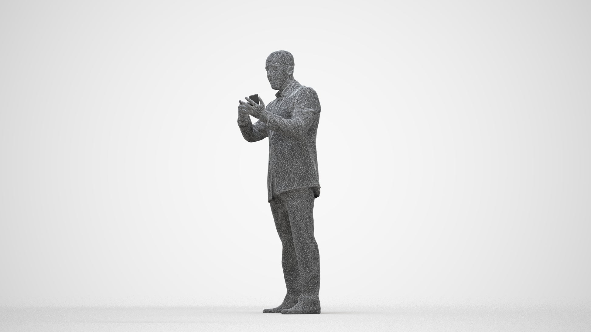 photogrammetry 3D man business, realistic human model archviz FBX, wireframe back view