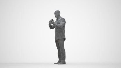 photogrammetry 3D man business, realistic human model archviz FBX, wireframe back view