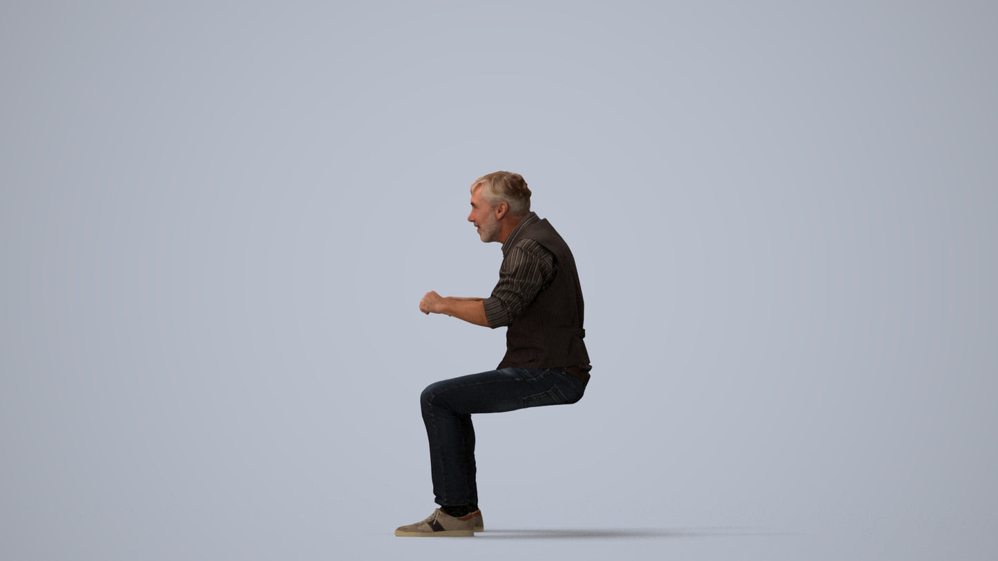 photogrammetry 3D man casual business, realistic human model archviz FBX, three-quarter view render