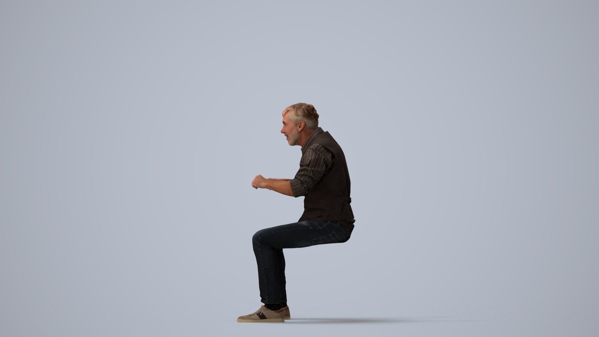 photogrammetry 3D man casual business, realistic human model archviz FBX, three-quarter view render