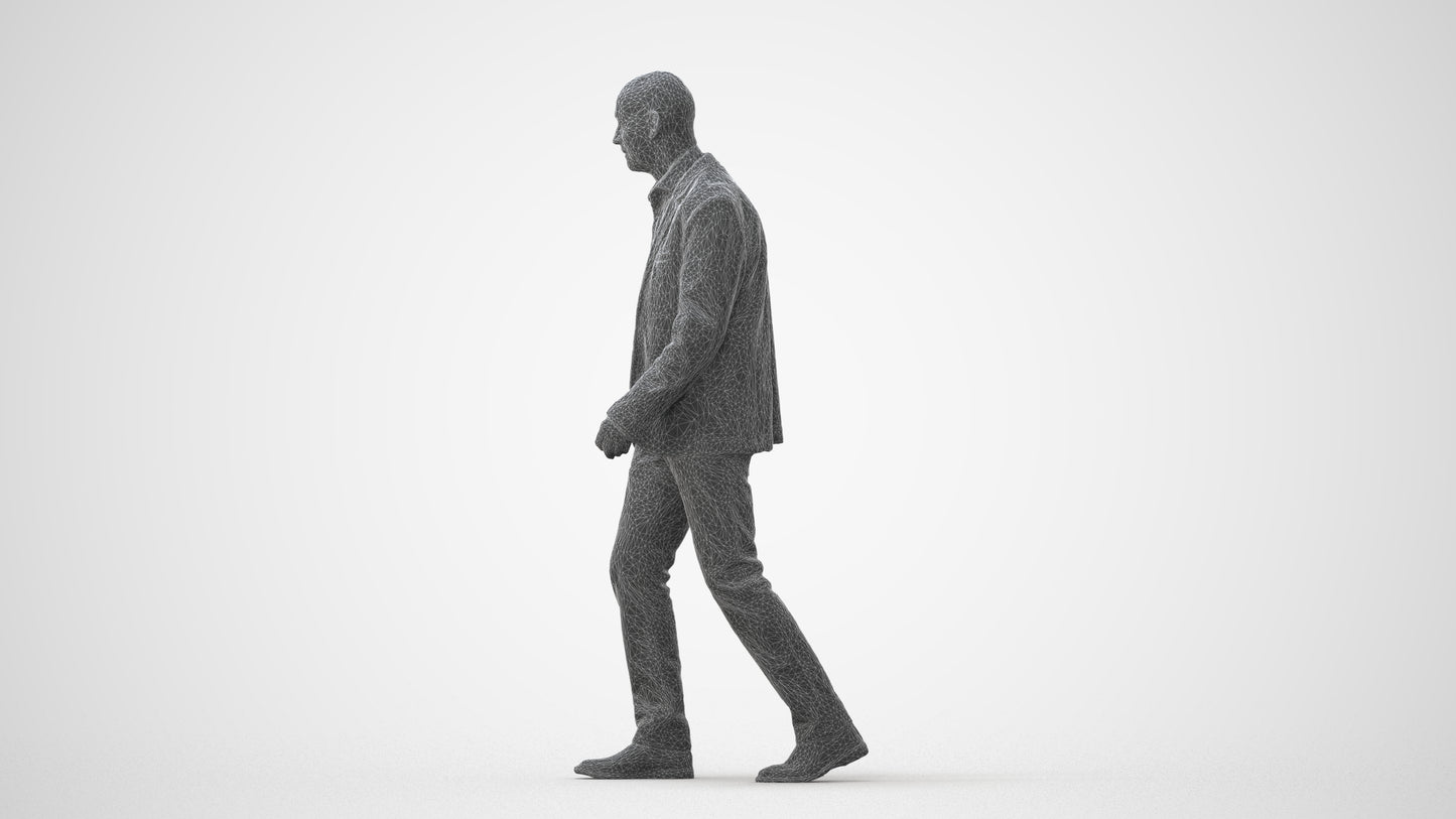 3D human model senior man business, photogrammetry scanned person for archviz, square thumbnail