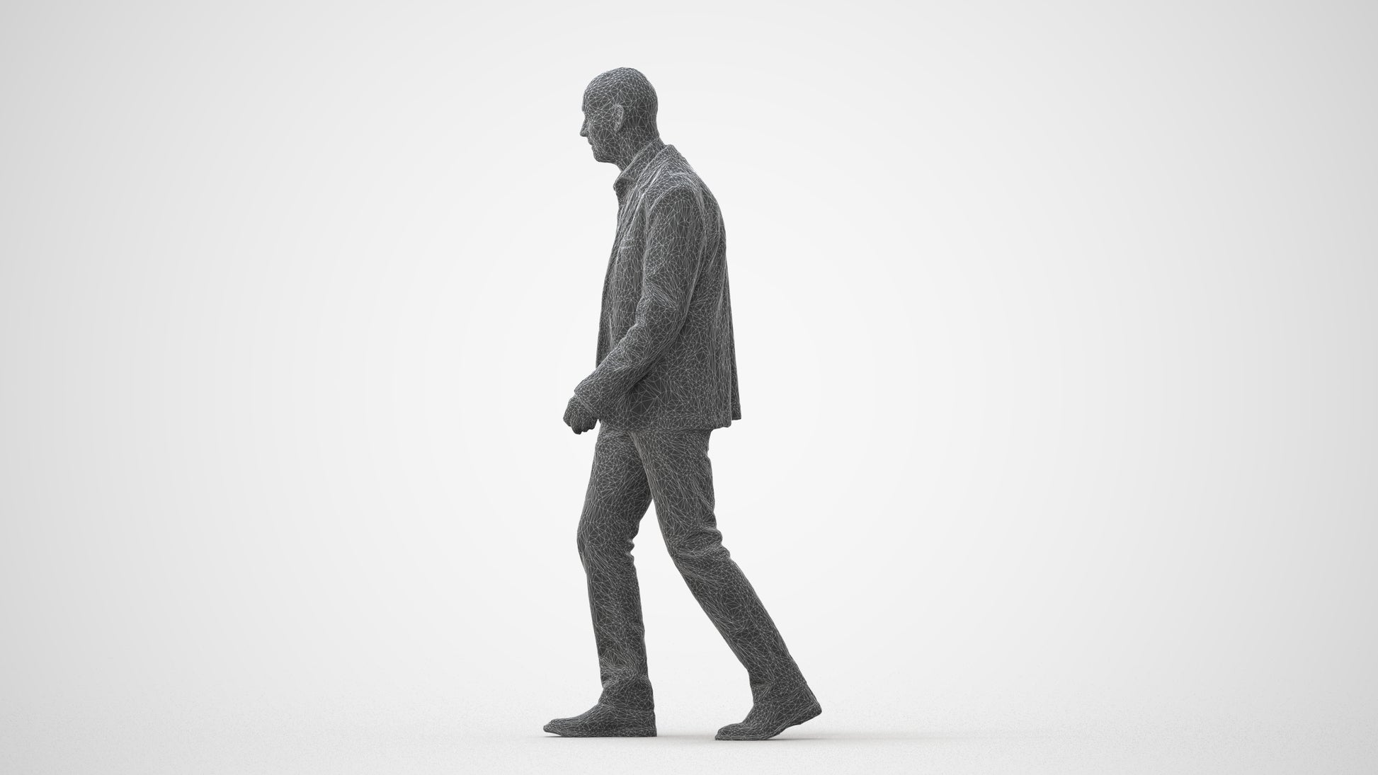3D human model senior man business, photogrammetry scanned person for archviz, square thumbnail