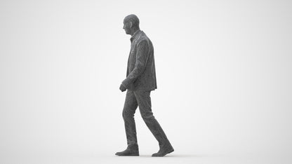 3D human model senior man business, photogrammetry scanned person for archviz, square thumbnail